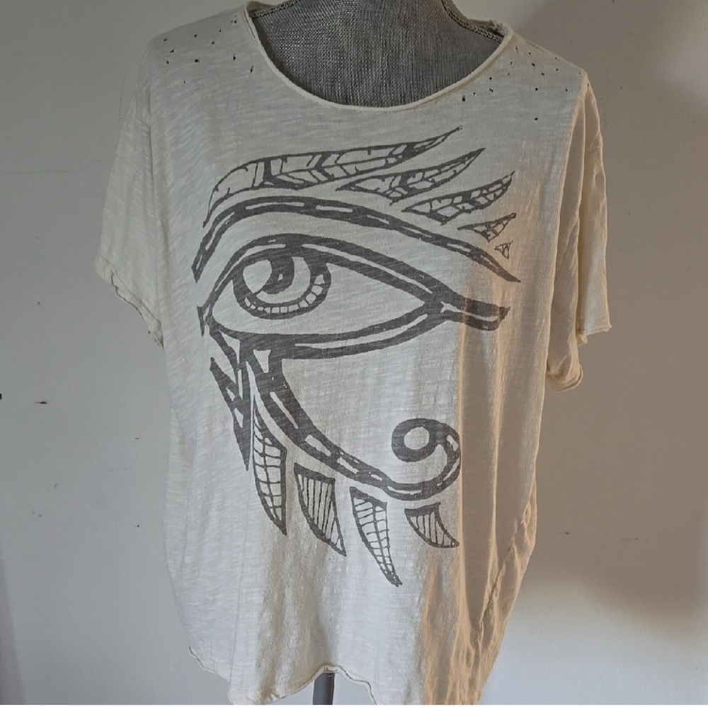 Magnolia Pearl Eye of Ra Cream Tee with Black Eye Design